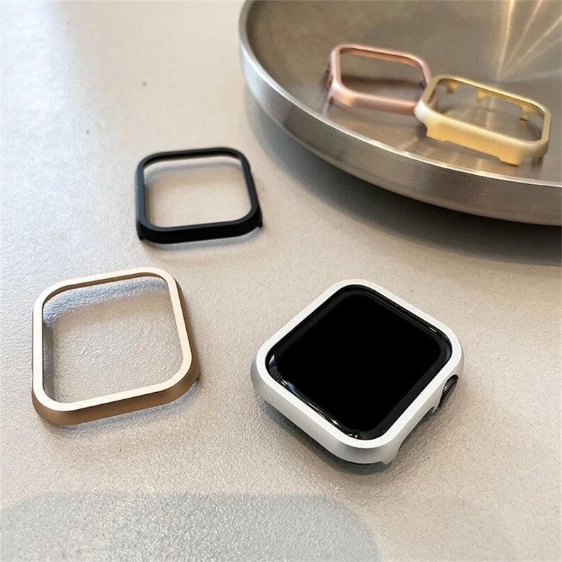 Matte Aluminum Watch Case for Apple Watch — Slim Bezel Frame, Snap-On, Series 7–12, 41/42/45/46mm