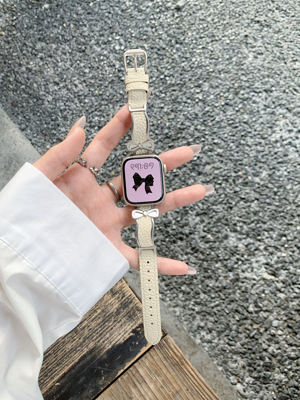 Bracelle Bow-Link Leather Band for Apple Watch — Balletcore Slim Strap, 5 Colors, 38–49mm