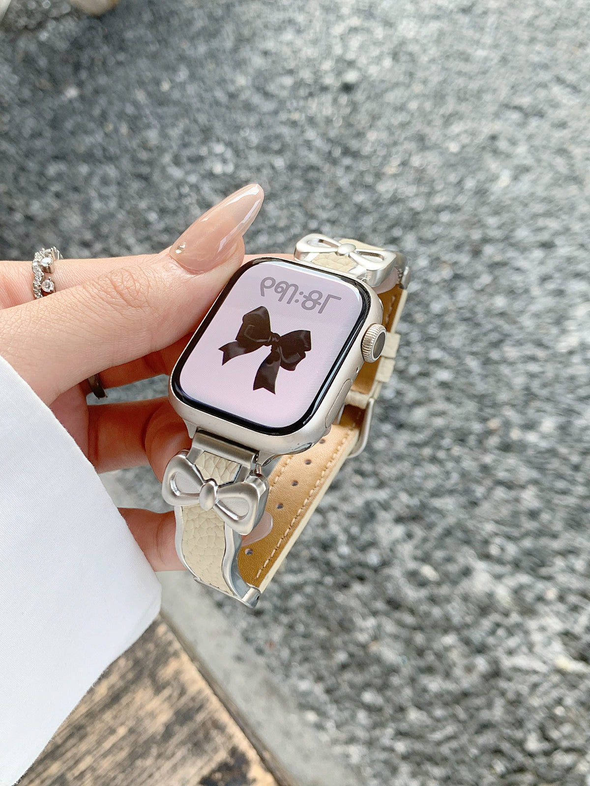 Bracelle Bow-Link Leather Band for Apple Watch — Balletcore Slim Strap, 5 Colors, 38–49mm
