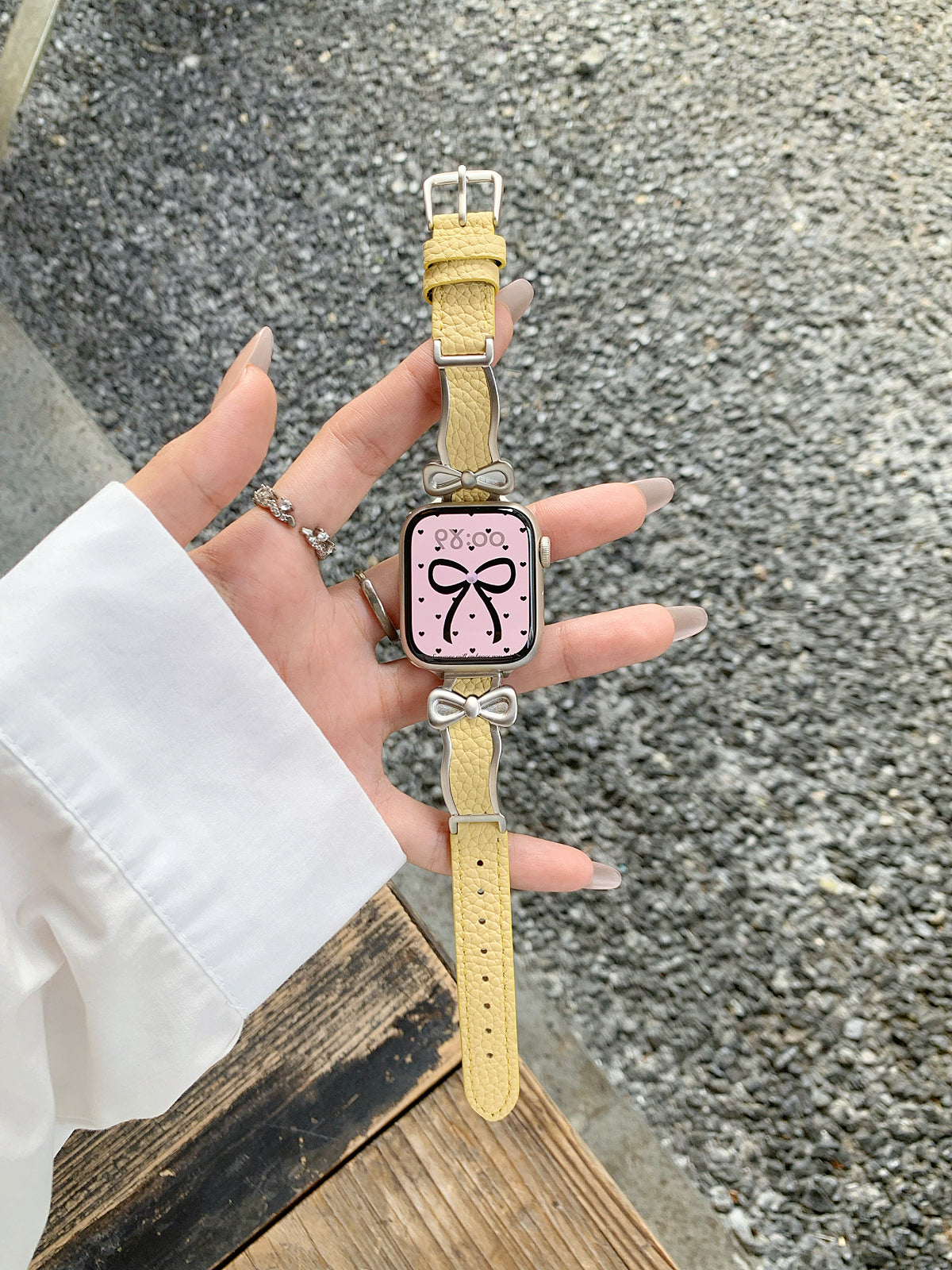 Bracelle Bow-Link Leather Band for Apple Watch — Balletcore Slim Strap, 5 Colors, 38–49mm