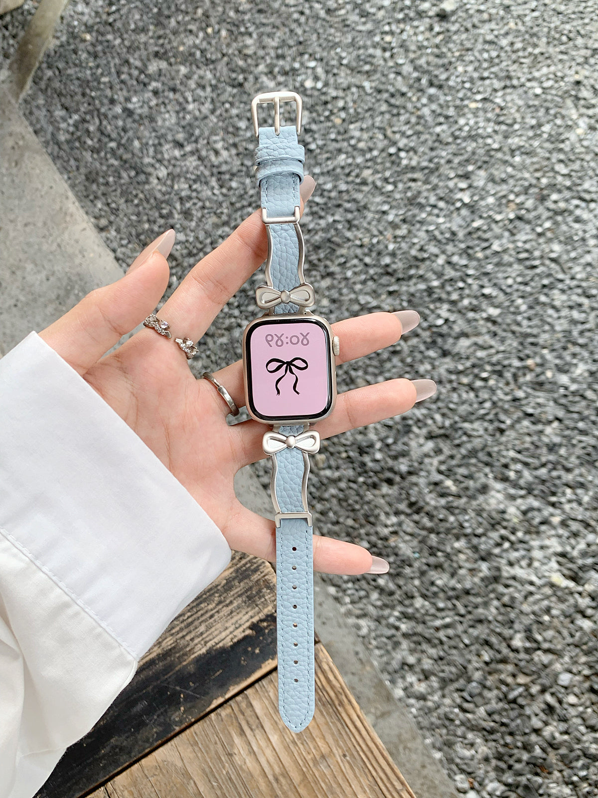 Bracelle Bow-Link Leather Band for Apple Watch — Balletcore Slim Strap, 5 Colors, 38–49mm