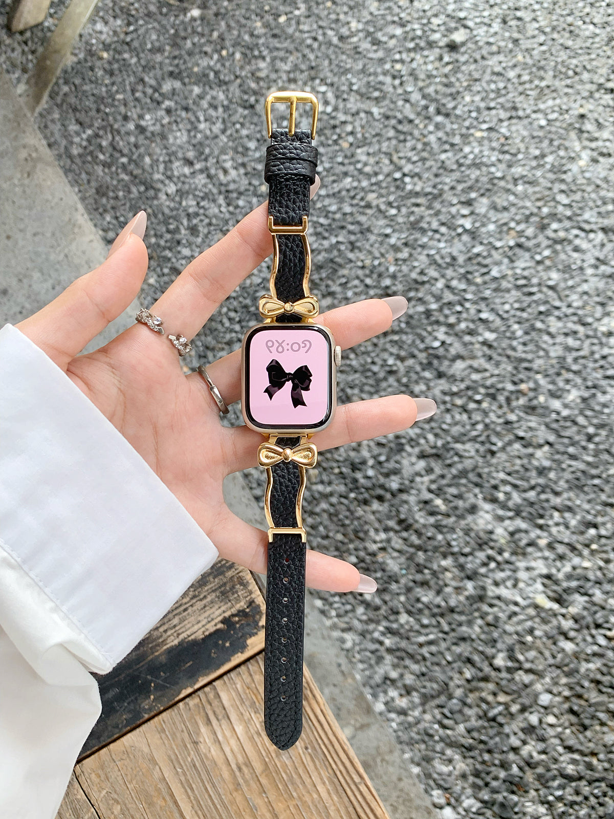 Bracelle Bow-Link Leather Band for Apple Watch — Balletcore Slim Strap, 5 Colors, 38–49mm