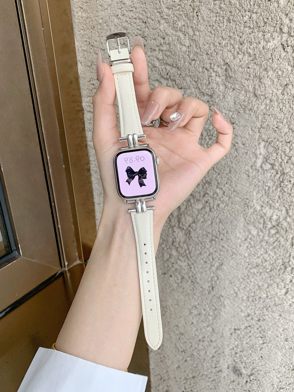 Bracelle Leather Band for Apple Watch with Polished Metal Lugs — Dress Watch Style, 4 Colors, 38–49mm