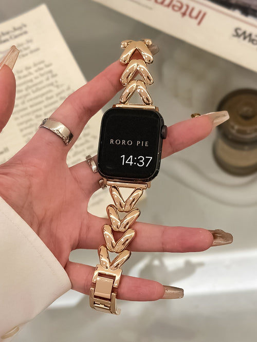 Bracelle Chevron V-Link Metal Band for Apple Watch — Power Dressing for Your Wrist, 5 Colors, 38–49mm