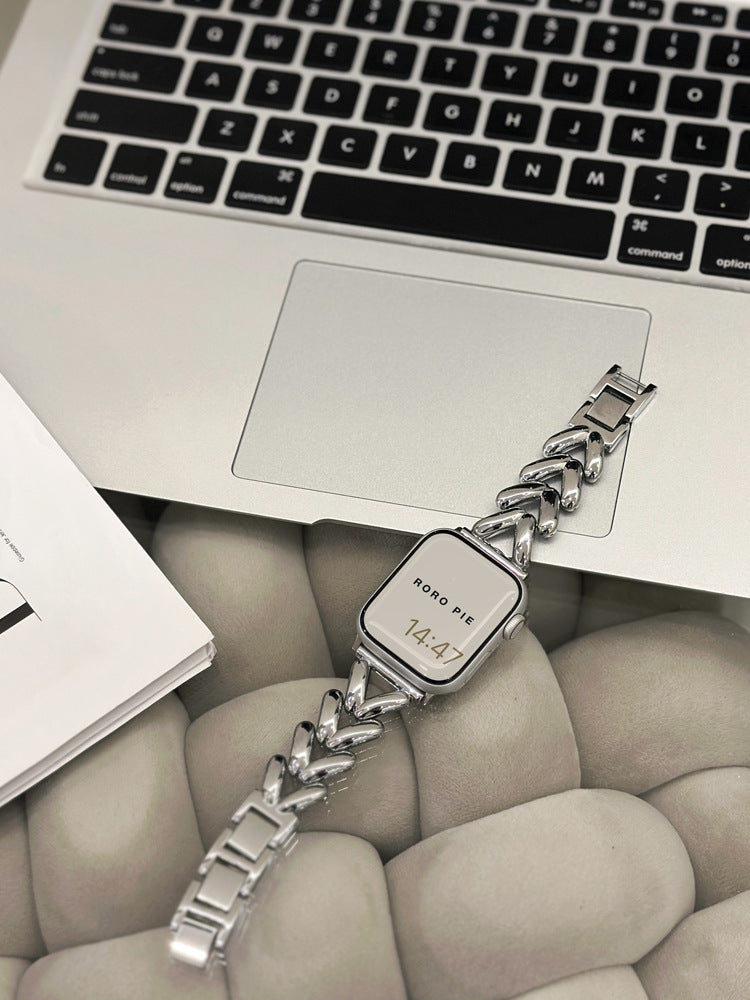 Bracelle Chevron V-Link Metal Band for Apple Watch — Power Dressing for Your Wrist, 5 Colors, 38–49mm